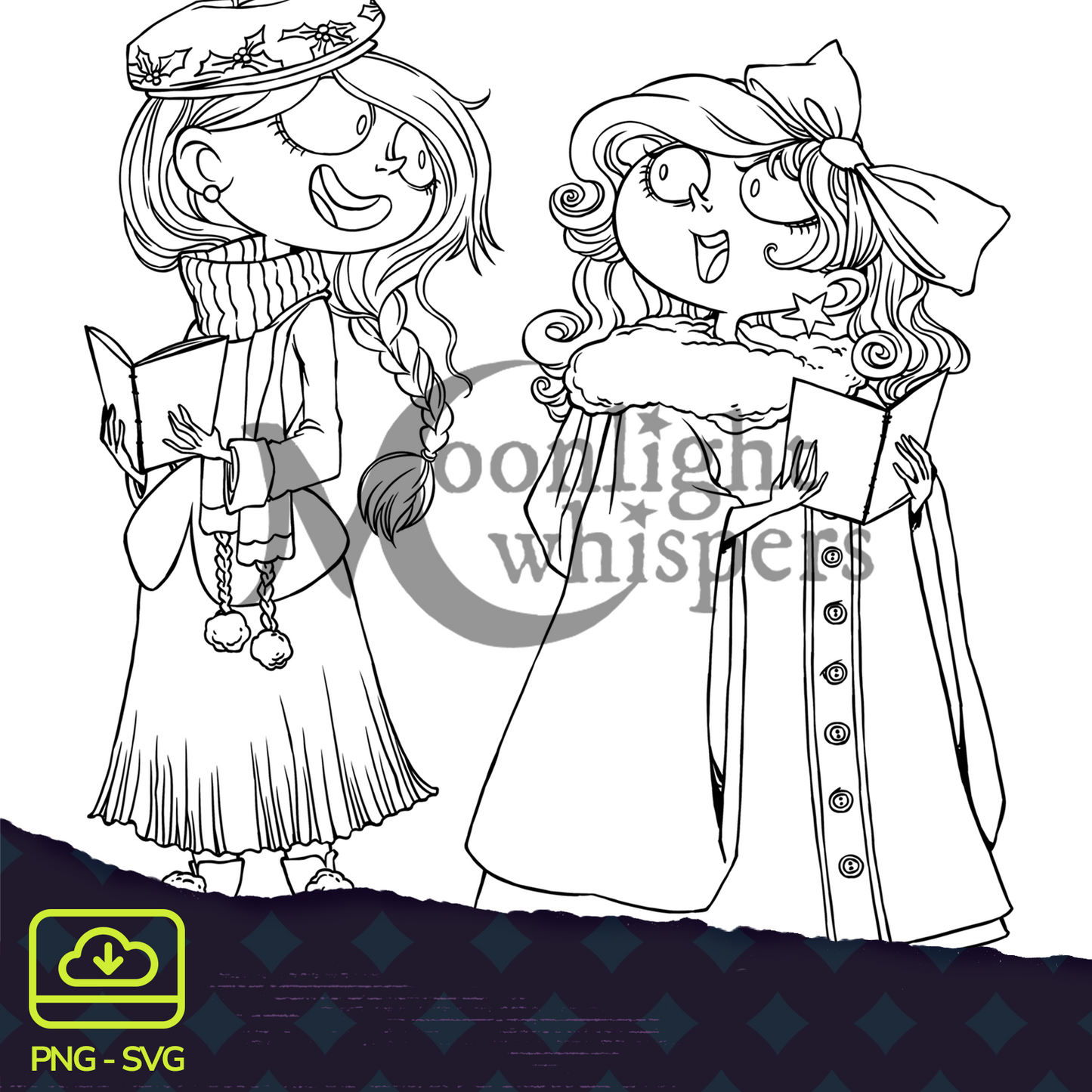 Carolling Girls - Digital Format - PNG & SVG