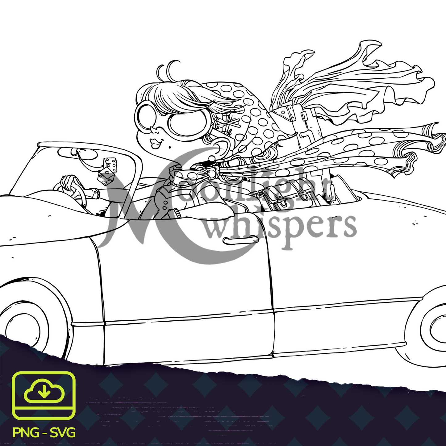 La Décapotable - Digital Stamp - PNG & SVG