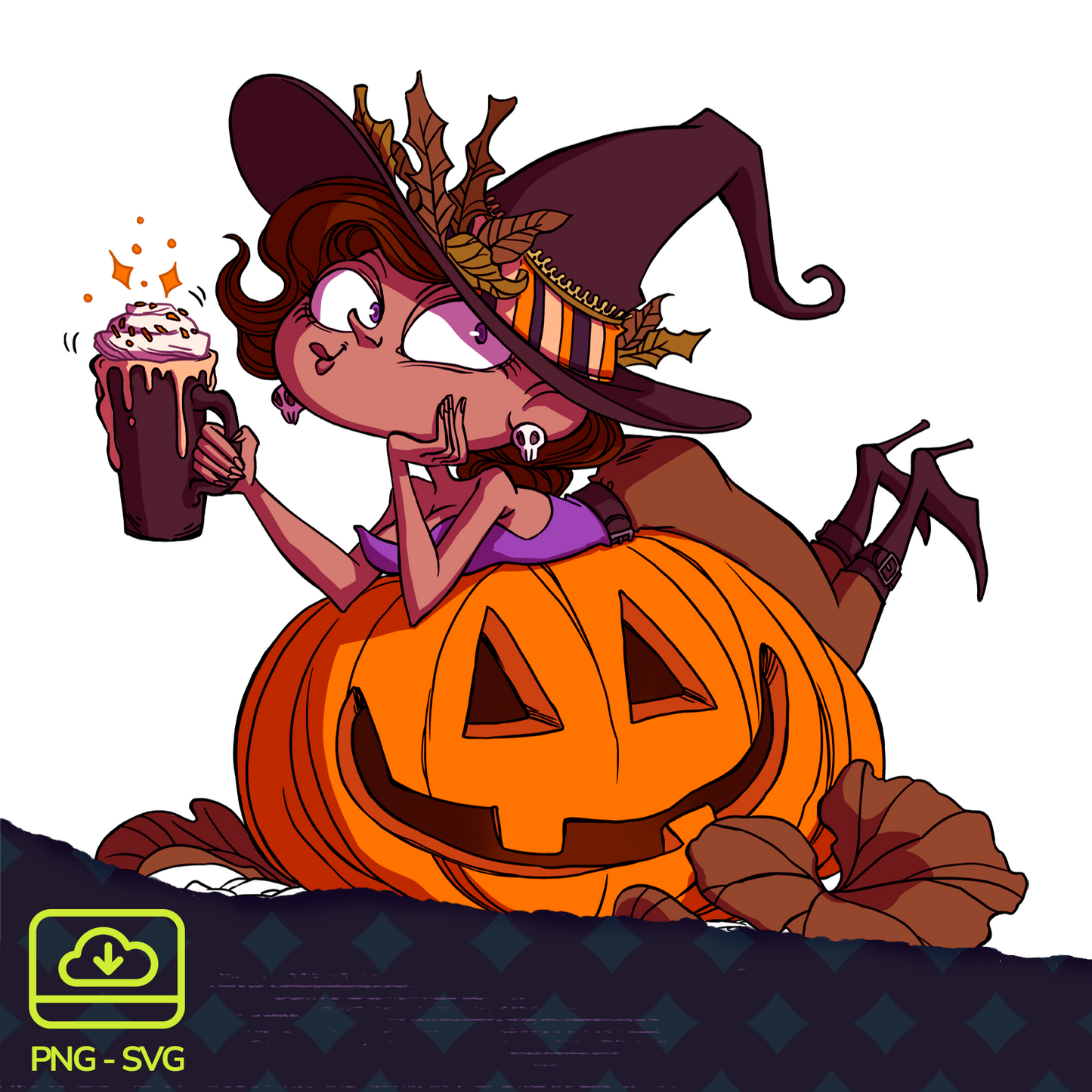 Pumpkin Spice Witch - Digital Format - PNG & SVG