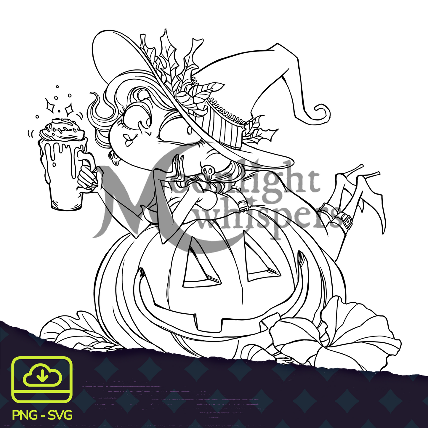 Pumpkin Spice Witch - Digital Format - PNG & SVG