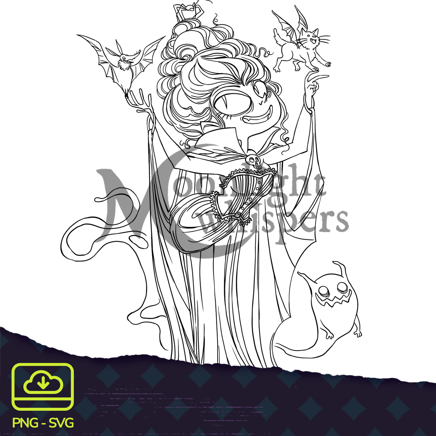 She Called Forth the Night - Digital Stamp - PNG & SVG